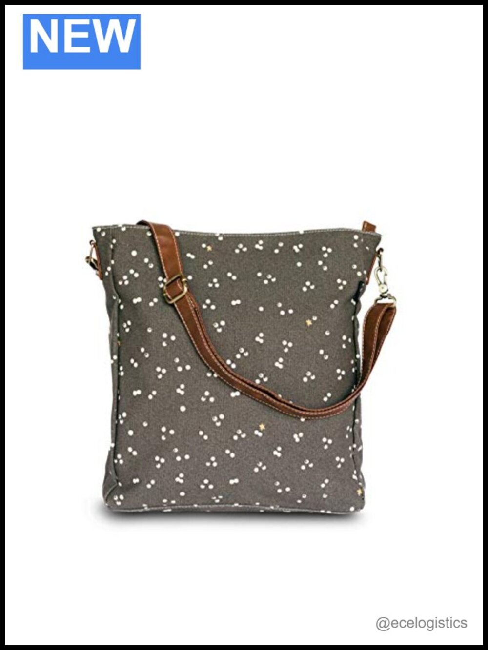 Recycled Canvas Crossbody Bag with Waterproof Lining and Adjustable Strap